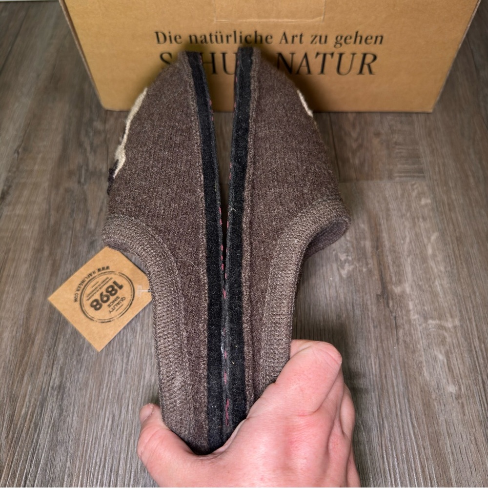Haflinger AR Coffee Earth Brown Wool Slippers - Picture 4 of 10